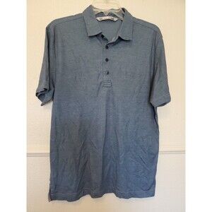 Travis Mathew Shirt Men's M Blue Logo on back stretch Collar Quarter Button